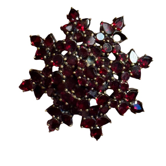 Antique Bohemian Stone Garnet Brooch With Locking Clasp Stunning - Picture 2 of 4